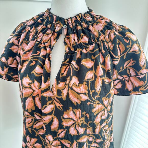 Rails NWT Kamila Jasmine Black Floral Keyhole Blouse XS Lyocell - Picture 4 of 11